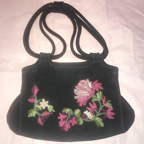 Indeed Handbags - Sold Vintage Indeed Sm Black Suede Embellished Bag
